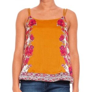 NWOT Free People Move Lightly Cami In Yellow Beaded Boho spring Small revolve